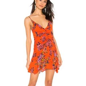 Free People Red Floral Dress Womens Small Red